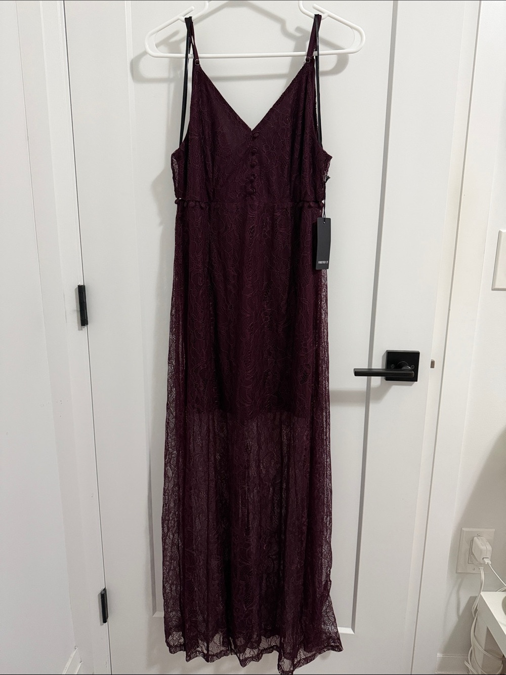 Forever21 Women's Lace Maxi Slip Dress - Deep Plum